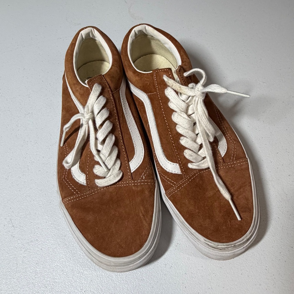 Vans Old Skool Sneakers Brown Suede Scotchgard Protected Skate Shoes Mens 9.5